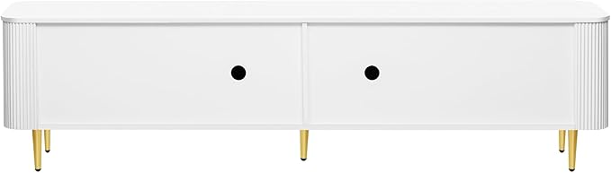 Amposei Modern TV Stand Cabinet for up to 85-Inches TVs, Media Entertainment Center Console Table with Storage for Living Room, Metal Legs, 78.7-Inch, White