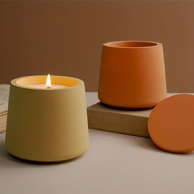 1 PC Candle Jar Molds, Silicone Concrete for Candle Holder with Lids, Candles Resin Epoxy Resin Casting DIY for Candle Making Supplies Scented Candles Soaps Making