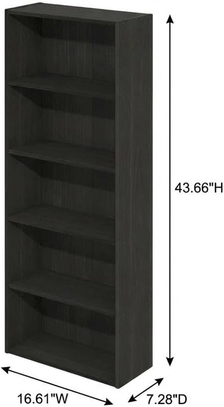Furnifact Espresso Bookcase with Classic Wooden Design, Sturdy Construction, Single Piece, Ideal for Home or Office Storage