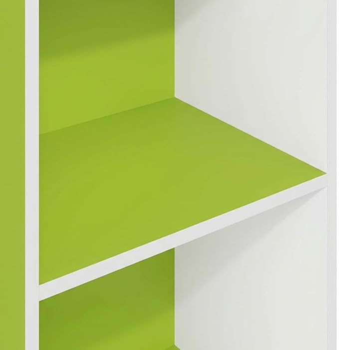 Furnifact Green White 4-Tier Open Shelf Bookcase, Wooden Construction, Stylish Modern Design, Durable, Home Office and Living Room Storage