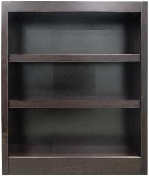 Furnifact Espresso Bookcase with 3 Shelves, Adjustable and Fixed Shelves, Holds Up to 70 lbs, Stylish Storage Solution for Living Room or Office