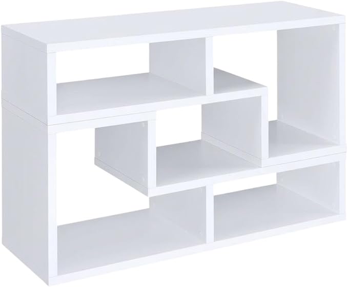 Furnifact White Multipurpose TV Stand and Bookshelf, Durable Construction, Versatile Storage, Transitional Style, Modern Home Office and Living Room Decor