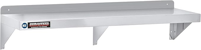 DuraSteel Stainless Steel Shelf - 72 Inch Wide x 14 Deep Commercial NSF Mounted Metal Wall Shelf Pantry Organizer Garage Storage Shelves - Rack Shelving Restaurant Kitchen Units Laundry Utility Room