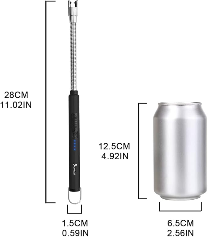 Candle Lighters USB Rechargeable Arc Electric Lighter with 360° Flexible Neck for Candle BBQ Camping (Black)