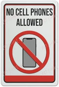 Metal Wall Art Decor No Cell Phones Sign Indoor & Outdoor Use Safety Warning Sign 12""X8"", Acrylic2