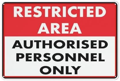 Aluminum Sign Vintage Aluminum Poster Restricted Area Authorised Personnel Only For House Door Office Business Yard Metal Aluminum Rust Free Sign - 12" X 8" Pre-Drilled Holes Weather Resistant