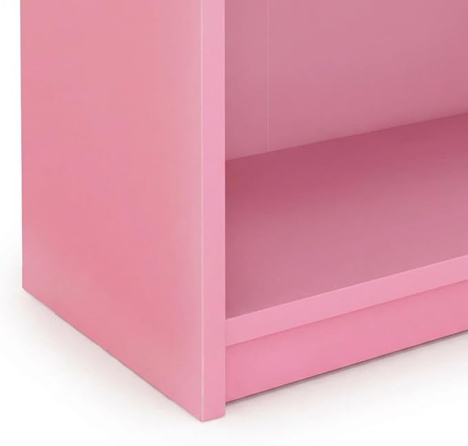 Furnifact Pink 3-Tier Adjustable Shelf Bookcase with Wooden Construction, Versatile Storage Solution, Stylish and Durable for Home or Office Use