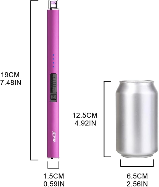 Electric Arc Windproof Lighter Flameless USB Rechargeable Lighter with Safety Lock for Candle BBQ Camping (Purple)
