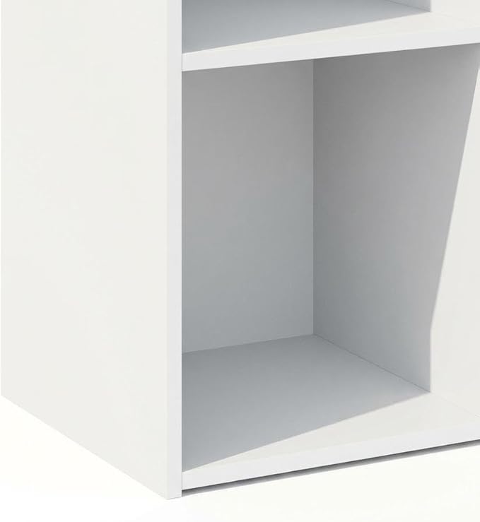 Furnifact White Bookcase with Durable Wooden Construction, Modern Design, Ample Storage, Stylish Finish, Ideal for Home or Office Use