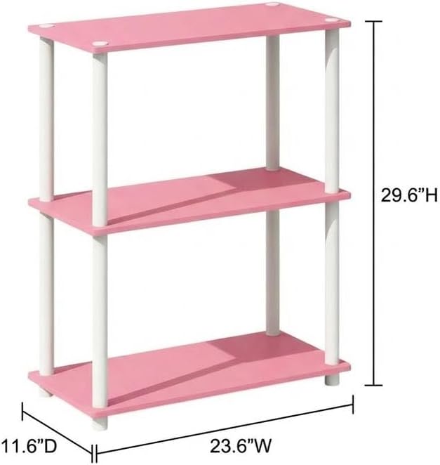 Furnifact Pink White Bookcase with Elegant Storage, Sturdy Wooden Construction, Modern Design, Ideal for Home Office or Living Room Decor