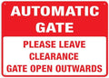 Automatic Gate Please Leave Clearance Gate Open Outwards Sign 8""X12"" Rust Free Aluminum Signs Outdoor, Metal Tin Sign For Home, Business, Yard