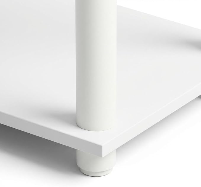 Furnifact White Tri-Tier Multipurpose Display Rack, Shelving Unit, Versatile Bookcase, Durable Wooden Construction, Modern Compact Design