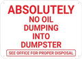 Absolutely No Oil Dumping Sign 8X12 Inch Rust Free Aluminum Easy To Read & Sturdy Keep Out Outdoor Metal Signs For Home Farm Yard