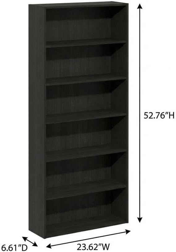 Furnifact Espresso Wood Bookcase with Sturdy Construction, Modern Design, and Versatile Storage for Living Room, Bedroom, or Office