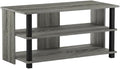 Furnifact French Oak Grey/Black Sully 3-Tier TV Stand for Up to 40-Inch TVs, Elegant Wooden Construction, Spacious, Modern Design, Durable Storage Solution