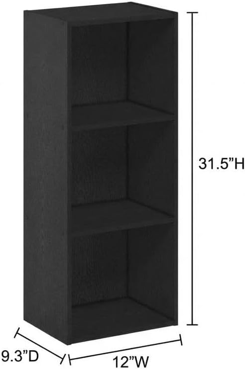 Furnifact Blackwood 3-Tier Open Shelf Bookcase with Durable Wood Construction, Modern Design, Suitable for Living Room, Office, or Bedroom Organization