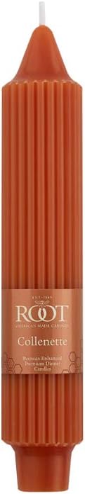 Root Candles 4-Count Unscented Dinner Candles Dripless Beeswax Enhanced Grecian Collenette Boxed Candle Set, 7-Inch, Rust