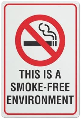This Is A Smoke Free Environment Sign 12X8 Inch Aluminum Uv Ink Printed For House And Business