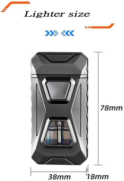 Voice Activated Windproof Dual Flame Lighter, USB Rechargeable Arc Lighter,Jet Flame and Soft Flame, Visible Transparent Window, Refillable Butane Lighter, Cool Lighters Gift for Men(Chrome)