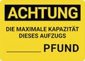 Achtung Maximale Kapazita T Dieses Aufzugs Caution This Elevator Maximum Capacity 12 X 8 Inch Metal Sign, Rustproof Aluminum, Multicolor