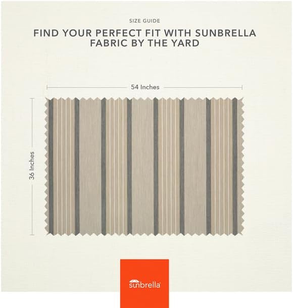 Sunbrella Outdoor Fabric by The Yard | Cove Pebble (Striped) | Official Sunbrella Seller | Indoor or Outdoor Upholstery Fabric for Chairs, Cushions, Drapery, Pillows, Furniture
