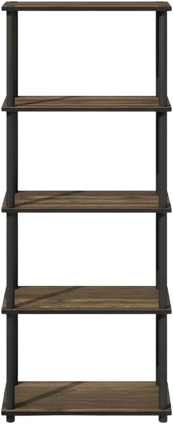 Furnifact Columbia Walnut Black Bookcase with Durable Wood Construction, Single Piece Design for Stylish Storage and Organization