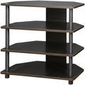 Furnifact Espresso Easy Assembly 4-Tier Petite TV Stand, Durable Composite Wood Construction, Space-Saving Design, Modern Style for Living Room