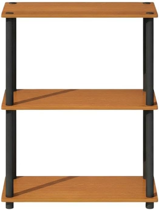 Furnifact Light Cherry Black Bookcase with Modern Design, Sturdy Wood Construction, Single Piece for Home Office, Living Room, or Study Space