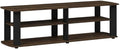Furnifact Walnut and Black TV Stand, Entertainment Center with Spacious Surface, Multiple compartments for Electronics and Accessories