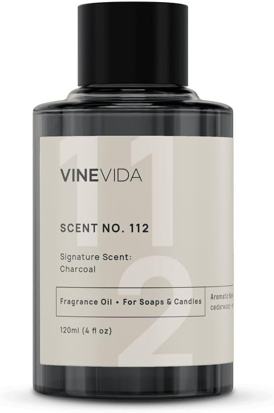 VINEVIDA Scent NO. 112 Fragrance Oil - 120mL (4oz) - Signature Scent: Charcoal Fragrance Oil for Candle Making - Made in USA Candle Scents Scents for Soap Making