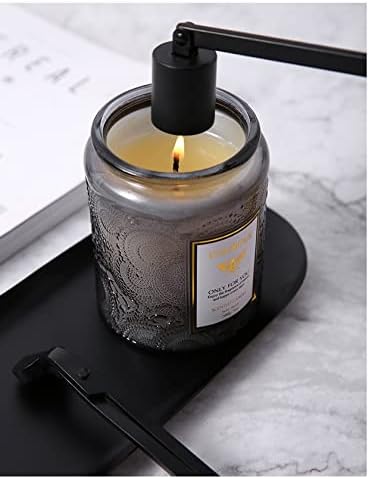 MUXSAM 4 in 1 Candle Accessory Set - Candle Wick Trimmer, Candle Wick Dipper, Candle Wick Snuffer, Storage Tray Plate, Candle Care Tools Gift for Candle Lovers Home Decoration (Black)