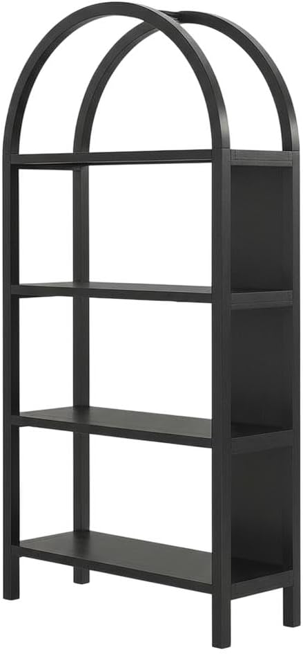 Wooden Large Arched Bookshelf, 72 Inch Tall Storage Unit, Durable Engineered Wood Construction, Arch Top Design for Living Room, Office Use