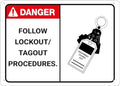 Danger Follow Lock Out Tag Out Procedures Sign 12X8 Inch Aluminum Uv Ink Printed For House And Business