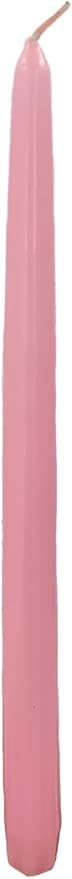 D'light Online 12" Elegant Unscented Pink Taper Candles Premium Quality Candles Hand-Dipped Tapered Candles, Dripless and Smokeless - Set of 12 Individually Wrapped (12 Inch, Pink)