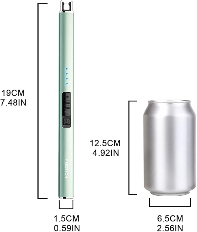 ARECTECH Electric Candle Lighter with Type-C Cable Birthday Gift for Man Women Wife Rechargeable Plasma Arc Lighters for Candle Camping Kitchen Stove Green