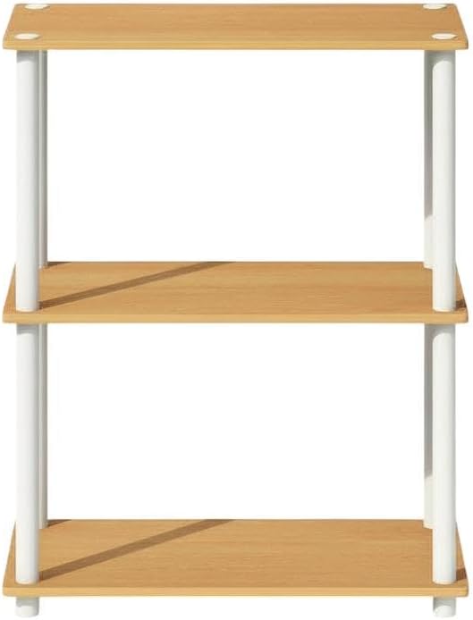 Furnifact Beech White Bookcase with Sleek Wooden Construction, Durable, Versatile Storage Solution, Modern Design, Ideal for Home or Office