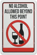 Tin Sign Vintage Tin Poster No Alcohol Allowed Beyond This Point Sign Indoor & Outdoor Use Safety Warning Sign 12"X8"