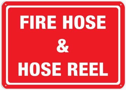 Fire Hose Hose Reel Signs Outdoor, Uv Printed Aluminum 12 X 8 In, Weatherproof And Security Signs For Home Or Business