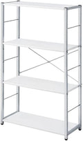 Furnifact White and Chrome Finish Bookshelf with Sturdy Design, Modern Style, Durable Construction, Ideal for Home and Office Storage