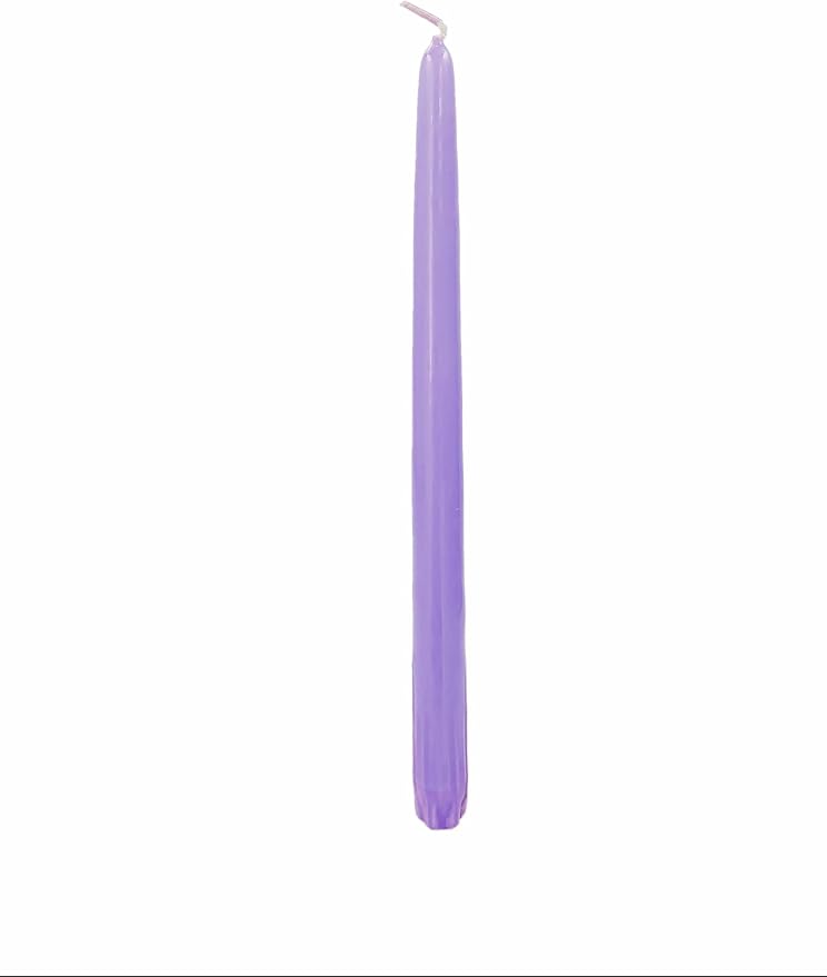 D'light Online Elegant 10" Unscented Pale Lavender Taper Candles, Premium Quality Hand-Dipped Tapered Candles, Dripless and Smokeless - Set of 12 Individually Wrapped (10 Inch, Pale Lavender)
