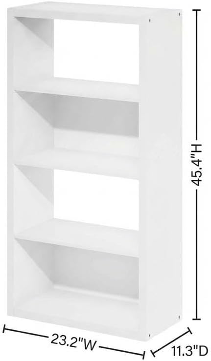 Furnifact White Bookcase with Durable Wooden Construction, Single Piece Design, Stylish Storage Solution for Home and Office
