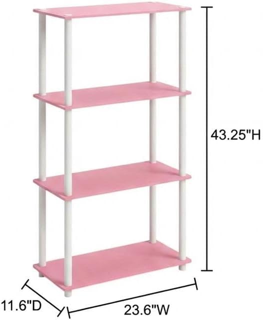 Furnifact Pink White Bookcase with Elegant Wooden Design, Sturdy Construction, Versatile Storage Solution, Ideal for Living Room or Home Office