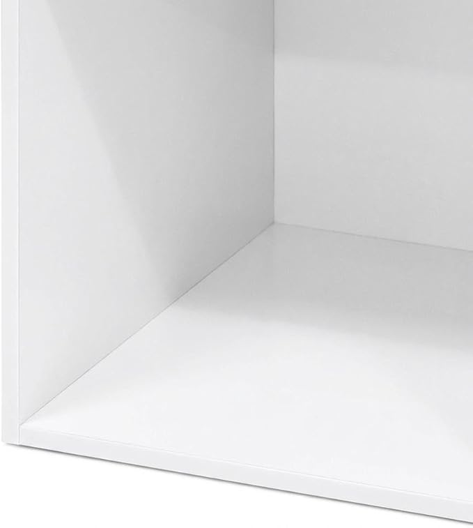 Furnifact White 3-Tier Open Shelf Bookcase, Modern Design, Durable Wood Material, Space-Saving Storage Solution for Home and Office Use