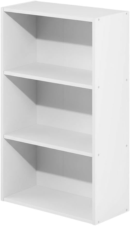 Furnifact White Bookcase, Sleek Wooden Design, Versatile Storage for Living Room or Office, Modern Style, Durable Construction