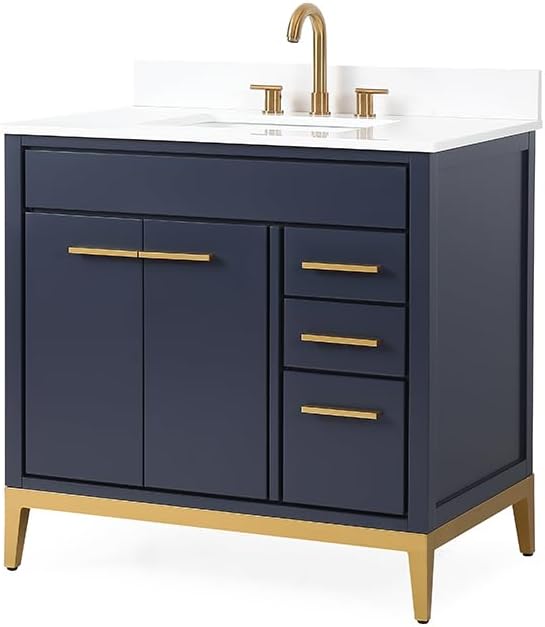 Tennant Brand 36 inch Modern Style Beatrice Bathroom Sink Vanity (Navy Blue, 36 inch)