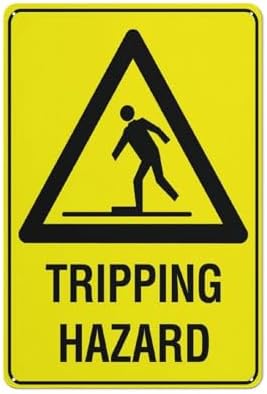 Tripping Hazard Sign 12”X8” Metal Signs Aluminum Sign Pre-Drilled Holes For Easy Mounting Indoor Or Outdoor Use For Fence Door Or Gate