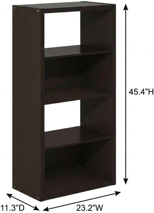 Furnifact Dark Oak Bookcase, Stylish Wooden Storage Unit, Modern Design, Durable Wood Construction, Suitable for Living Room, Office, or Bedroom