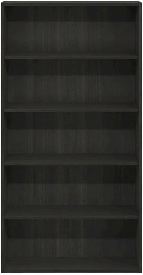 Furnifact Espresso Bookcase with Wood Construction, Single Piece, Modern Design, Durable Wooden Shelving for Living Room, Office Storage