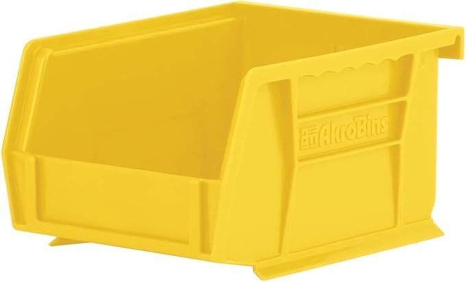 Akro-Mils 30210 AkroBins Plastic Storage Bins, Space-Saving Stackable Bins for Garage, Pantry, Craft Organization, 5" x 4" x 3", Yellow, 24-Pack