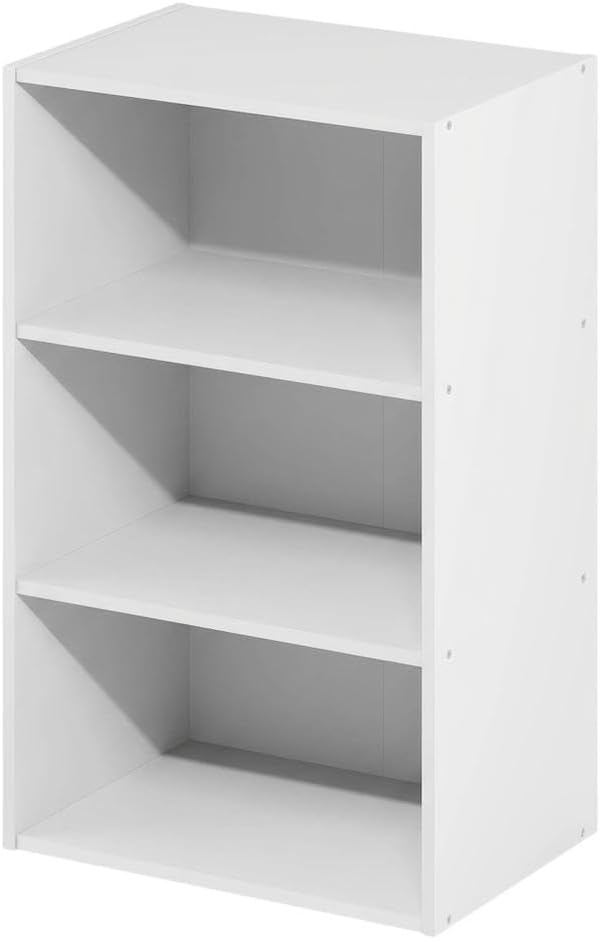Furnifact White Bookcase, Wooden Shelving Unit for Living Room and Office, Sturdy Storage Solution, Modern Design, Durable Wood Material